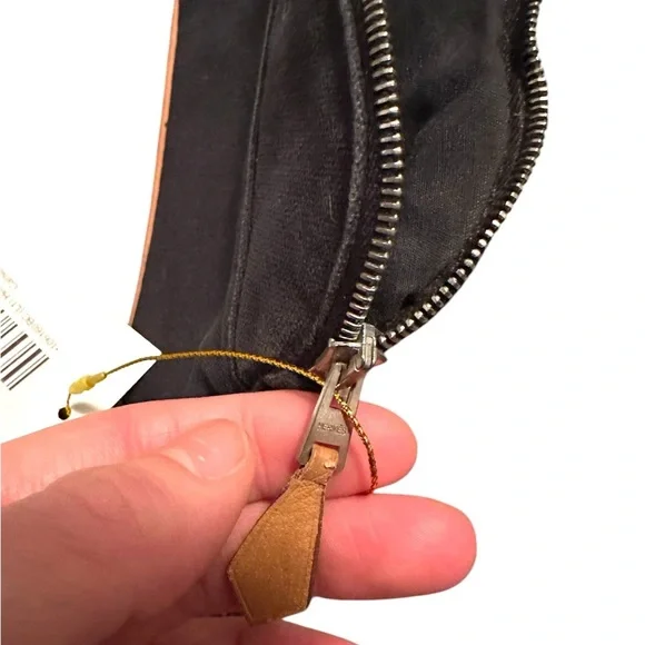 HERMES BLACK CANVAS AND BROWN LEATHER CLUTCH POUCH - Picture 5 of 7